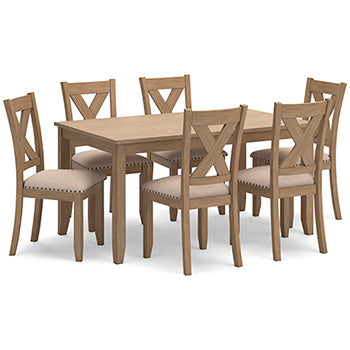 Sanbriar Light Brown Dining Table and Chairs, Set of 7