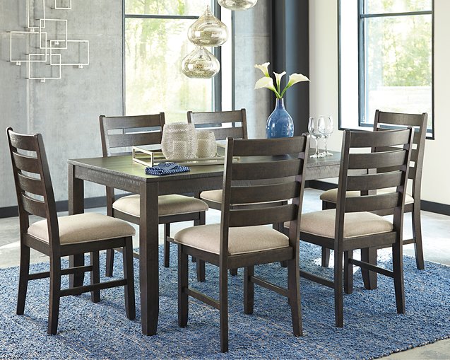 Rokane Brown Dining Table and Chairs, Set of 7