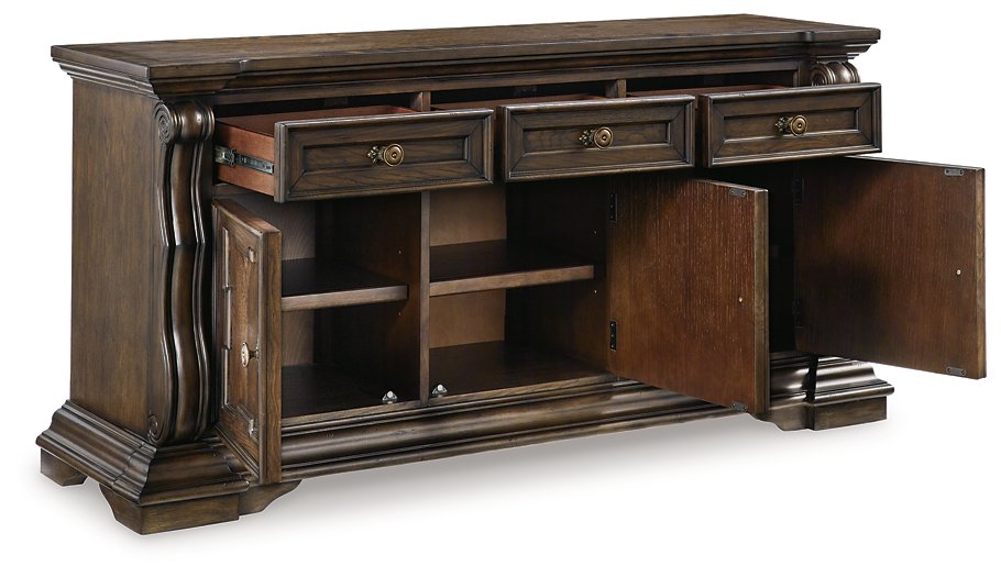 Maylee Dark Brown Dining Buffet and Hutch