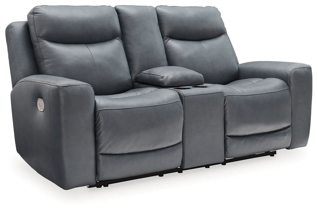 Mindanao Steel Power Reclining Loveseat with Console