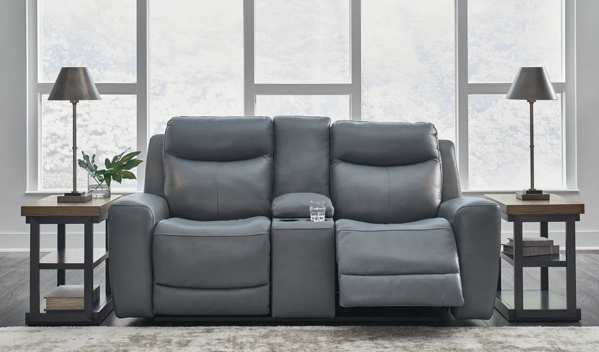 Mindanao Steel Power Reclining Loveseat with Console