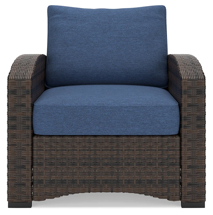 Windglow Blue/Brown Outdoor Lounge Chair with Cushion