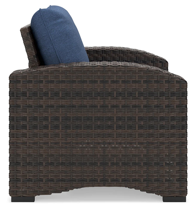 Windglow Blue/Brown Outdoor Lounge Chair with Cushion