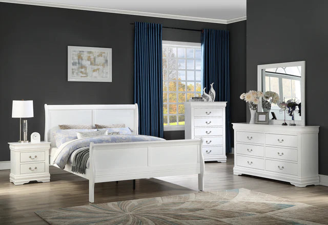 Louis Philip White Queen Sleigh Bedroom Set