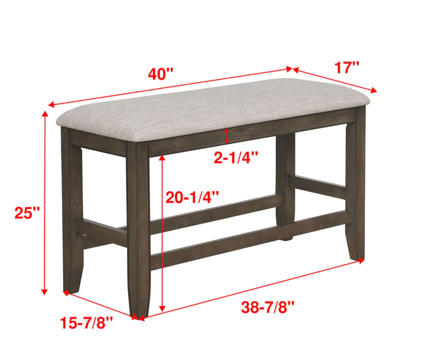 Fulton Gray Counter Height Dining Bench