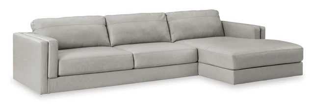 Amiata Glacier Leather 2-Piece RAF Chaise Sectional