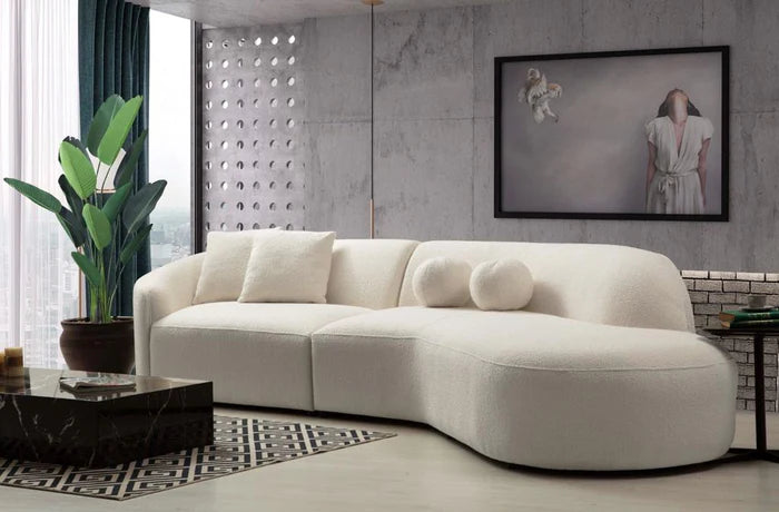 Cloe Ivory Boucle Curved RAF Sectional