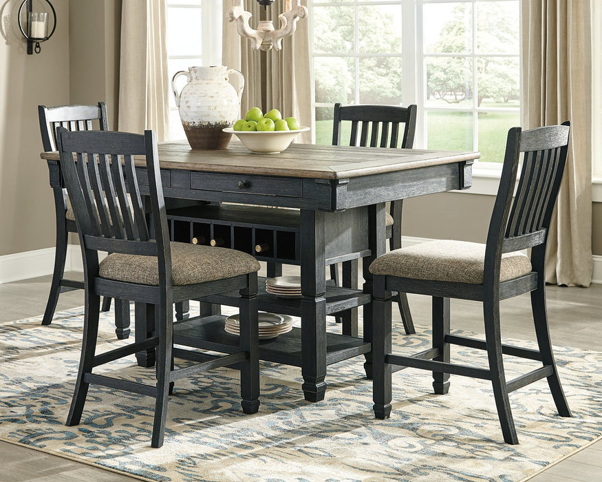 Tyler Creek Black/Grayish Brown Counter Height Set