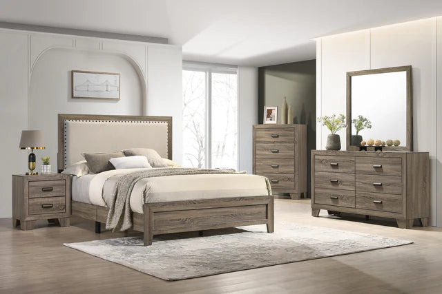 Millie Brownish Gray King Upholstered Bedroom Set