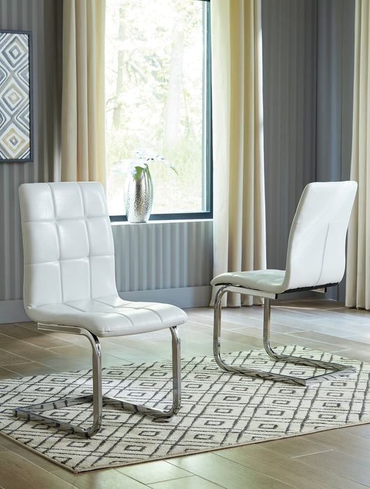 Madanere White/Chrome Finish Dining Chair