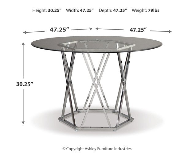 Madanere White/Chrome 5-Piece Round Dining Set