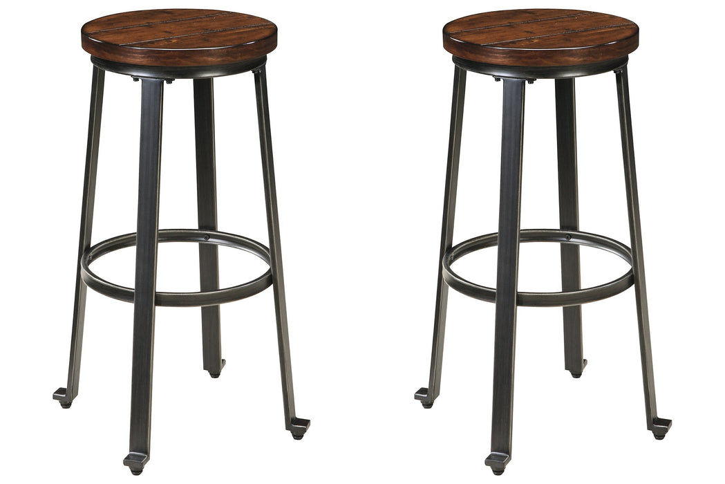 Challiman Rustic Brown Bar Height Barstool, Set of 2