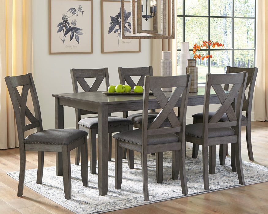 Caitbrook Gray Dining Table and Chairs, Set of 7