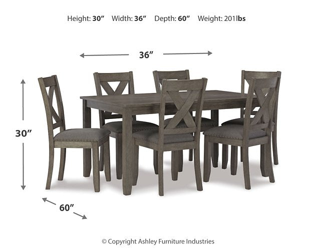 Caitbrook Gray Dining Table and Chairs, Set of 7