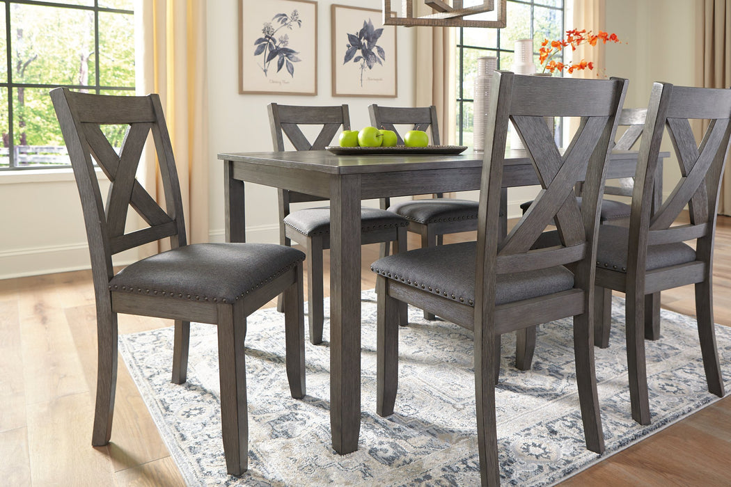 Caitbrook Gray Dining Table and Chairs, Set of 7