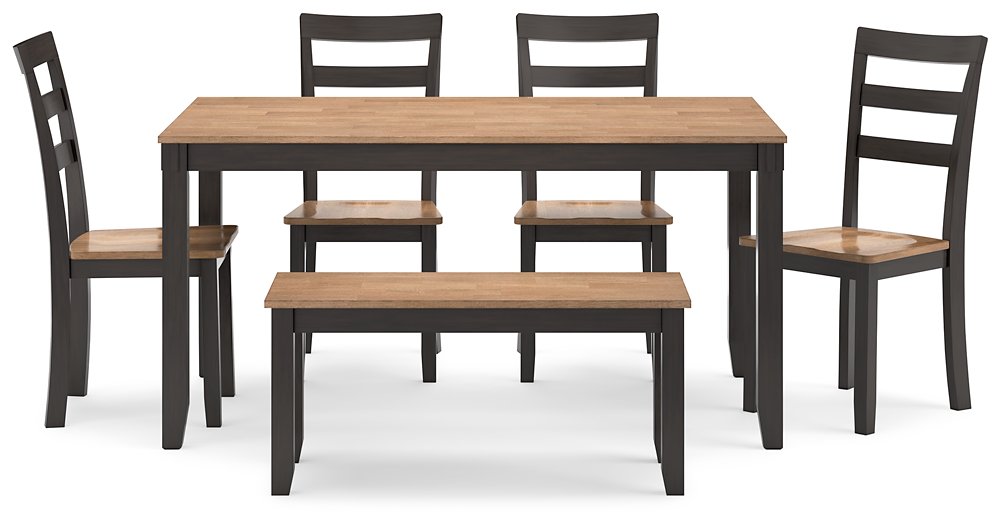 Gesthaven Natural/Brown Dining Table with 4 Chairs and Bench (Set of 6)