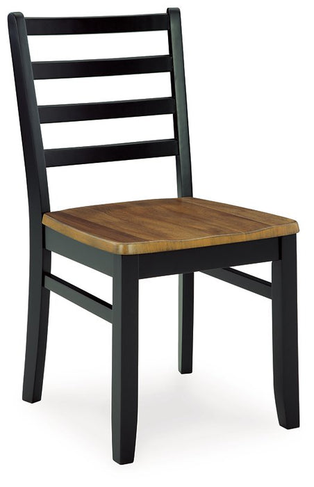 Blondon Brown/Black Dining Table and 4 Chairs (Set of 5)