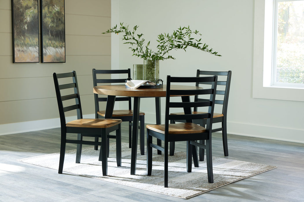 Blondon Brown/Black Dining Table and 4 Chairs (Set of 5)