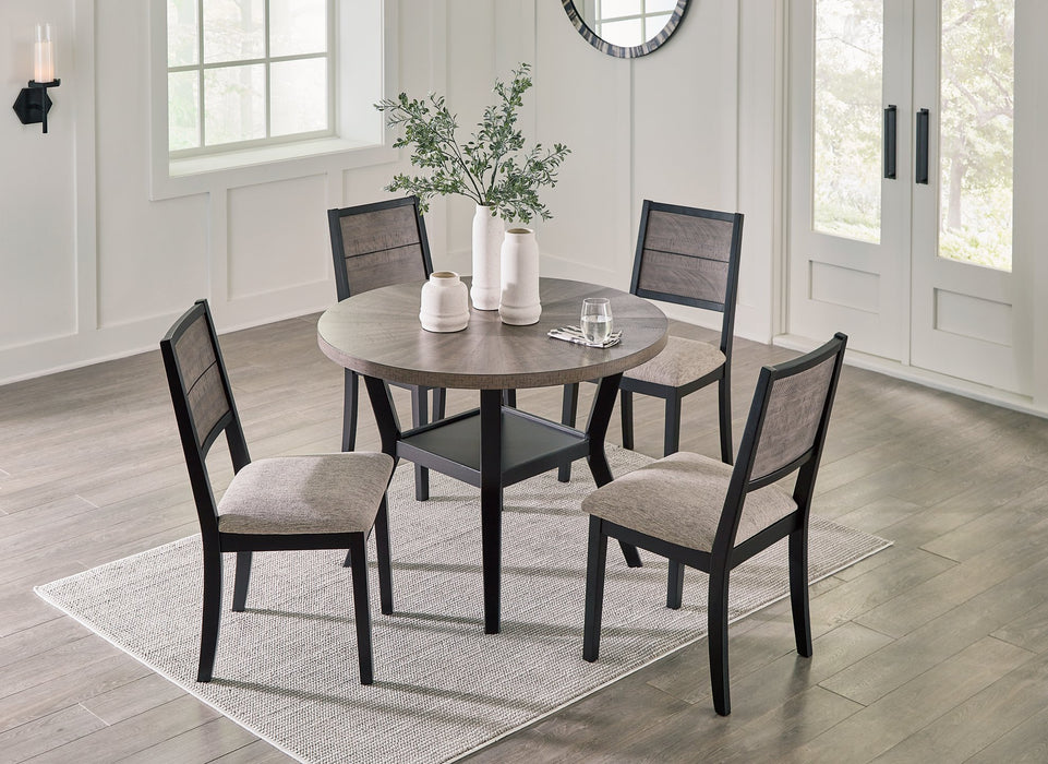 Corloda Black/Gray Dining Table and 4 Chairs (Set of 5)