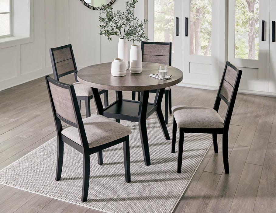 Corloda Black/Gray Dining Table and 4 Chairs (Set of 5)