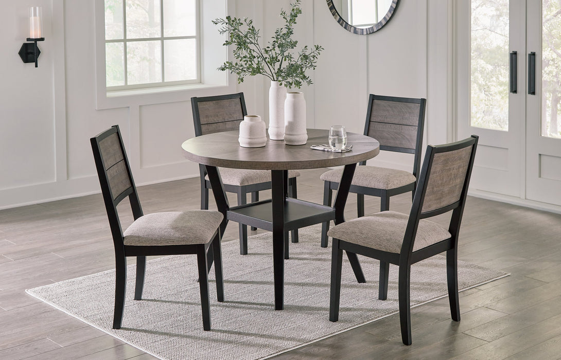 Corloda Black/Gray Dining Table and 4 Chairs (Set of 5)