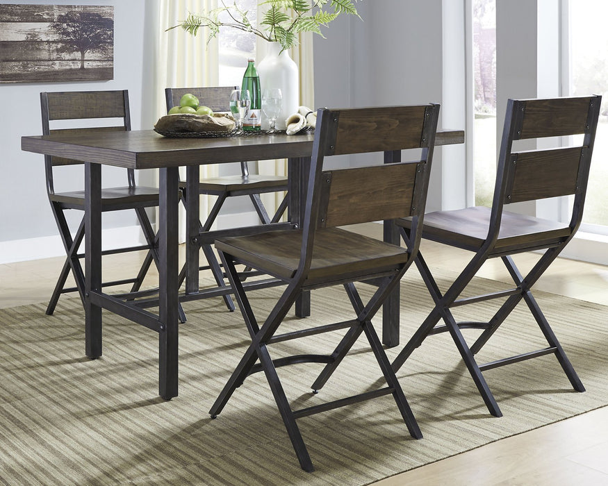 Kavara Medium Brown Counter Height Dining Set