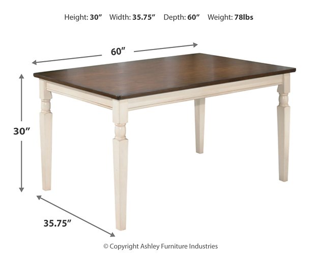 Whitesburg Brown/Cottage White Rectangular Dining Set