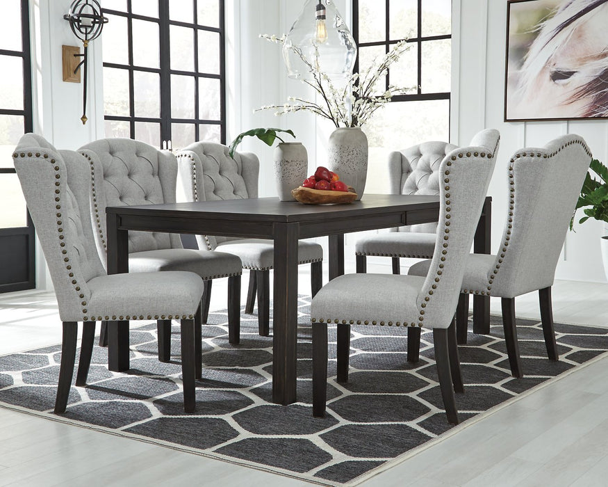 Jeanette Black/Linen Rectangular Dining Set