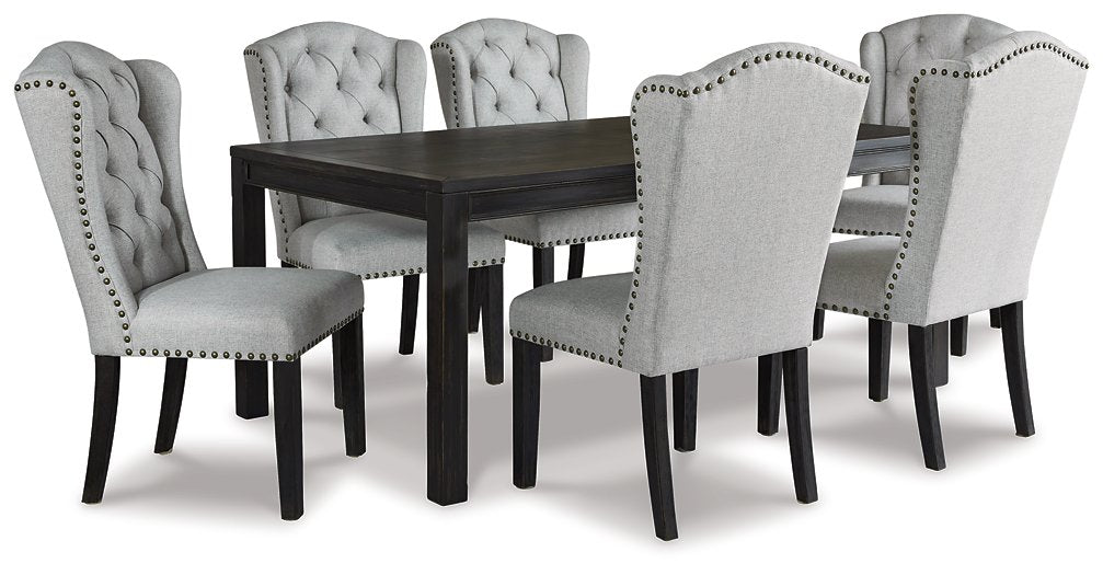 Jeanette Black/Linen Rectangular Dining Set