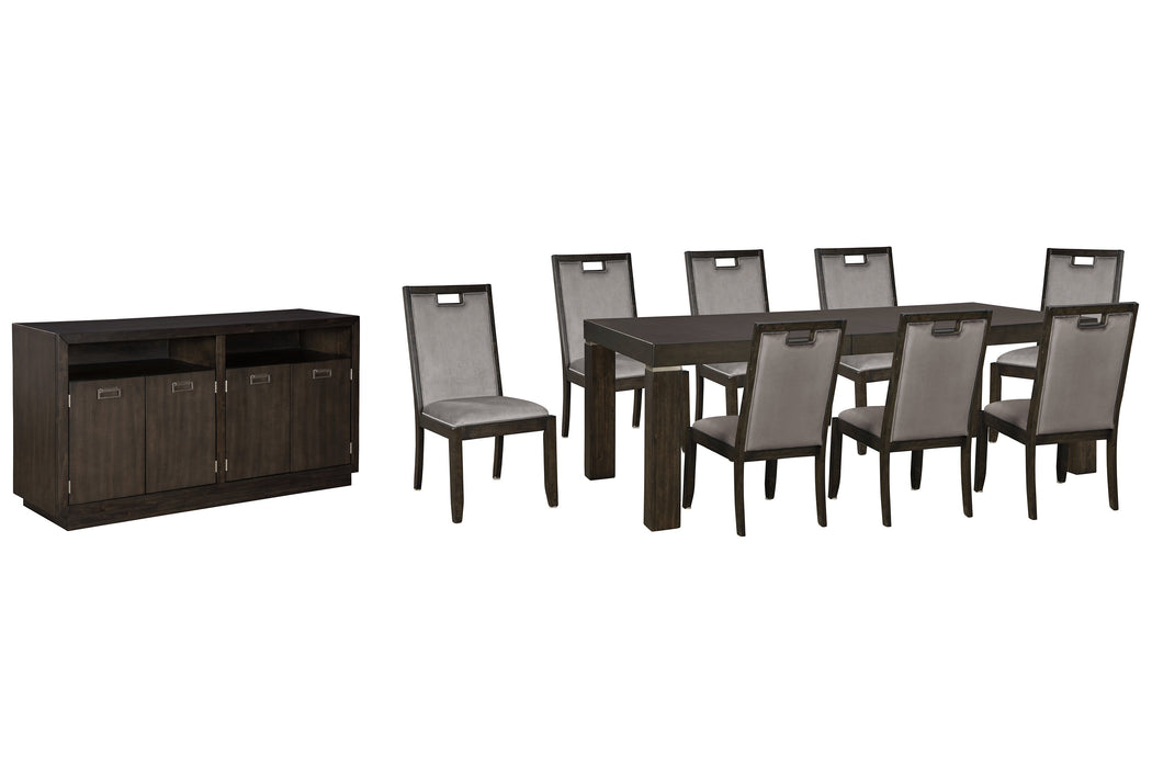 Hyndell Gray/Dark Brown Extendable Dining Set