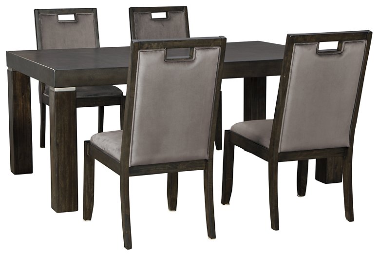 Hyndell Gray/Dark Brown Extendable Dining Set