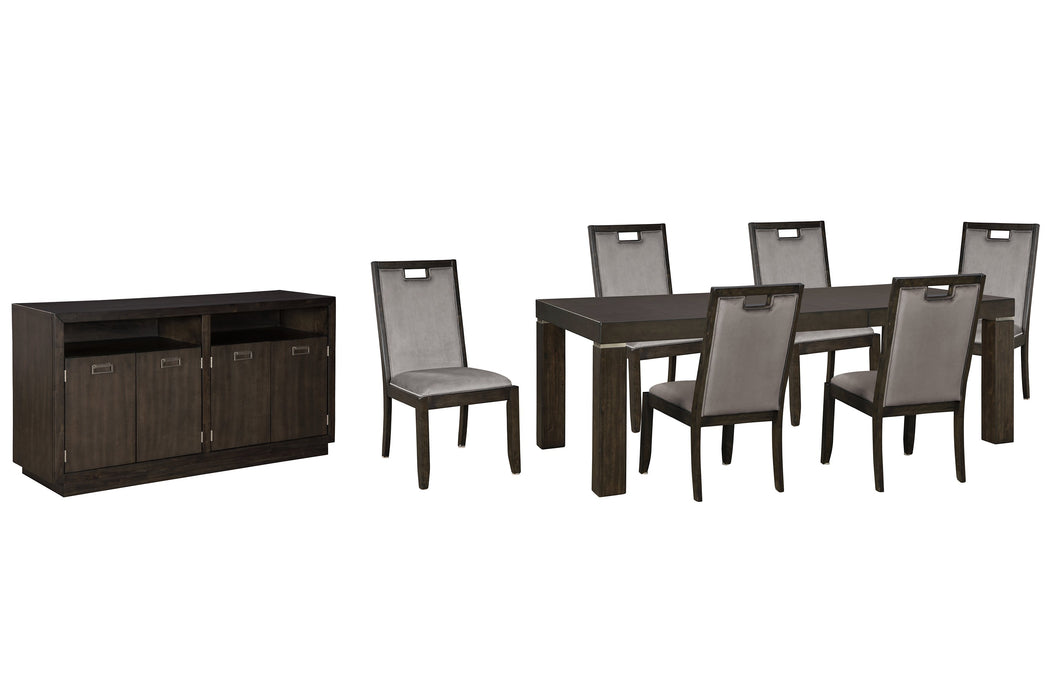 Hyndell Gray/Dark Brown Extendable Dining Set