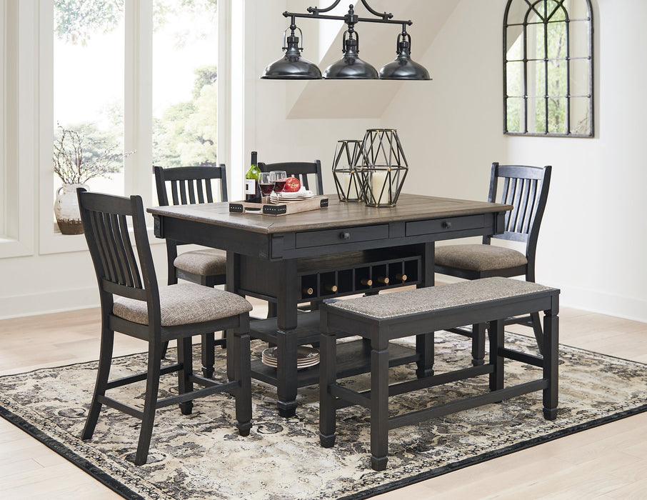 Tyler Creek Black/Grayish Brown Counter Height Set