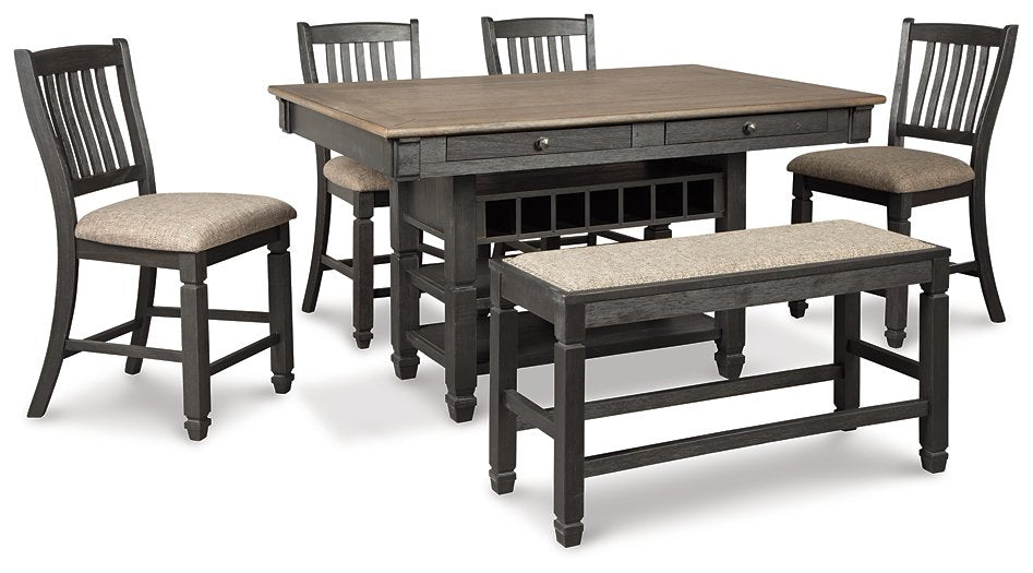 Tyler Creek Black/Grayish Brown Counter Height Set