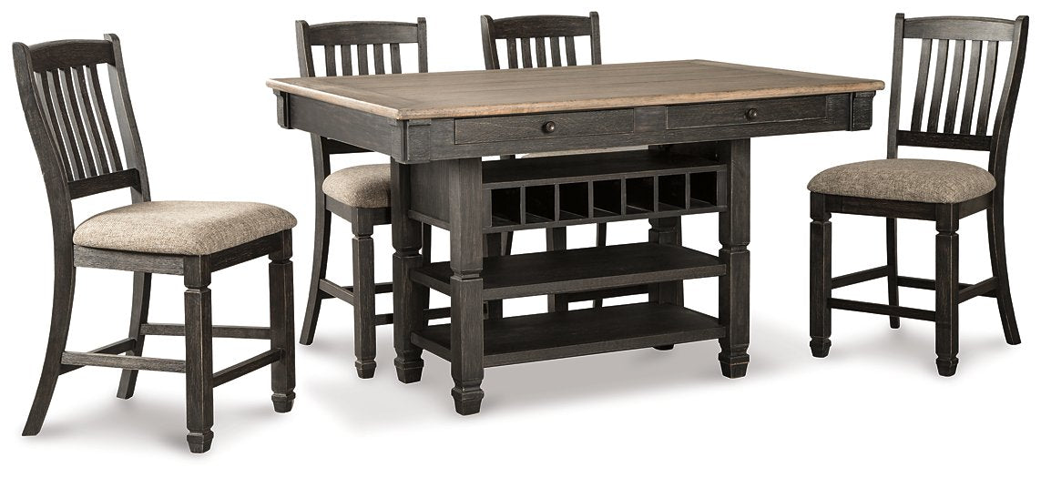 Tyler Creek Black/Grayish Brown Counter Height Set