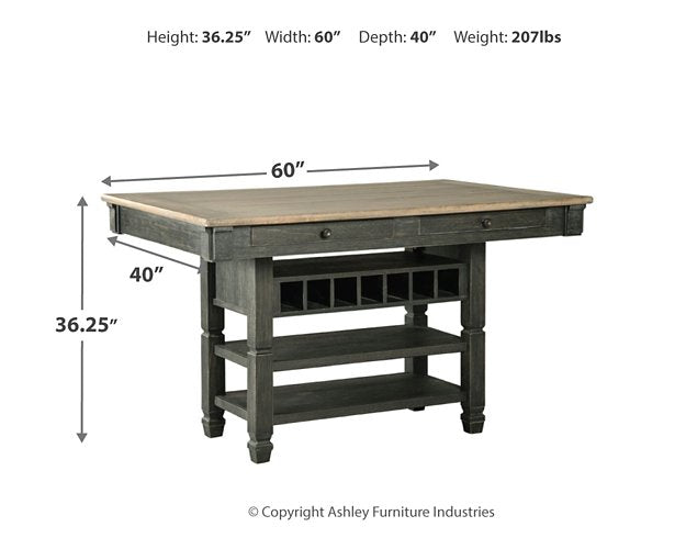 Tyler Creek Black/Grayish Brown Counter Height Set