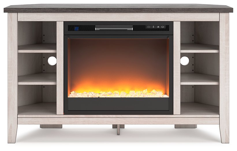 Dorrinson Corner TV Stand with Electric Fireplace