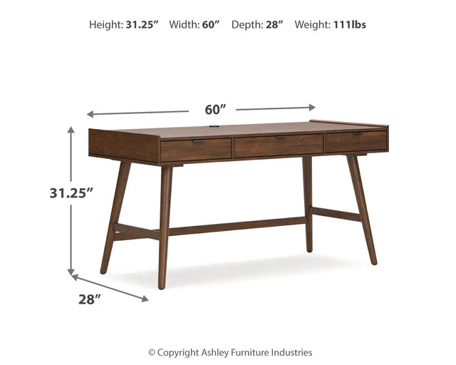 Lyncott Home Office Desk with Chair in Brown