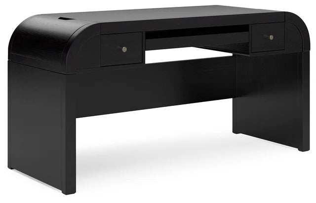 Rowanbeck Home Office Desk with Chair and Storage in Black