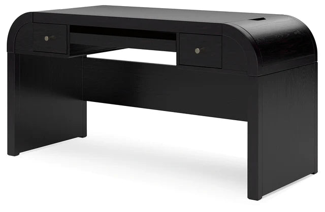 Rowanbeck Home Office Desk with Chair and Storage in Black