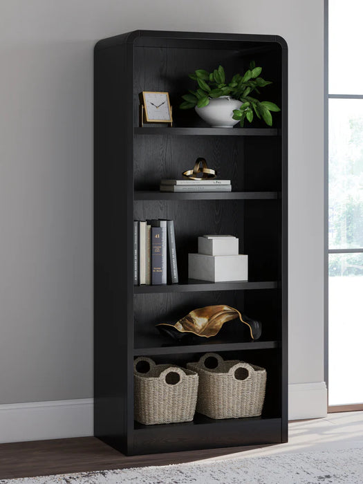 Rowanbeck Home Office Desk with Chair and Storage in Black